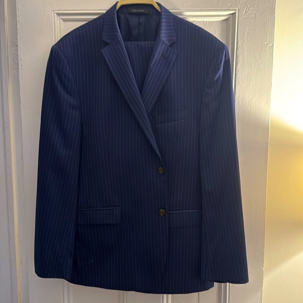 Men’s Lauren by Ralph Lauren Navy Pinstripe Suit Size 48R
